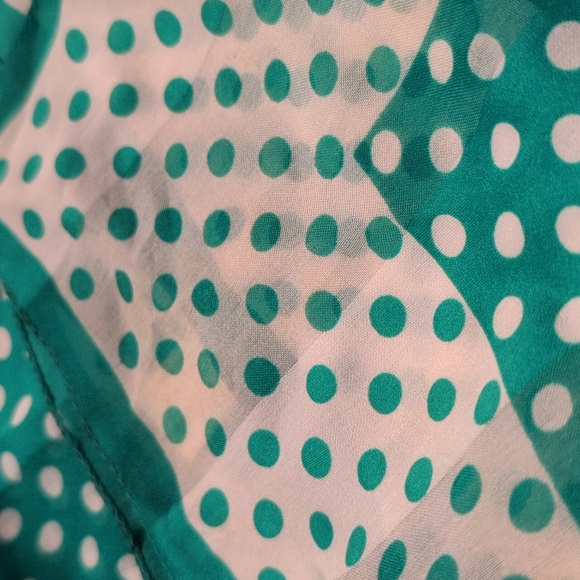Vtg Berkshire Made in Italy Green Polka Dot Square Scarf - Picture 5 of 6